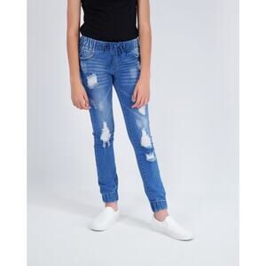 Gogo Star Jeans Big Girls Casual Destructed Elastic Waistband Joggers Size 8 NWT